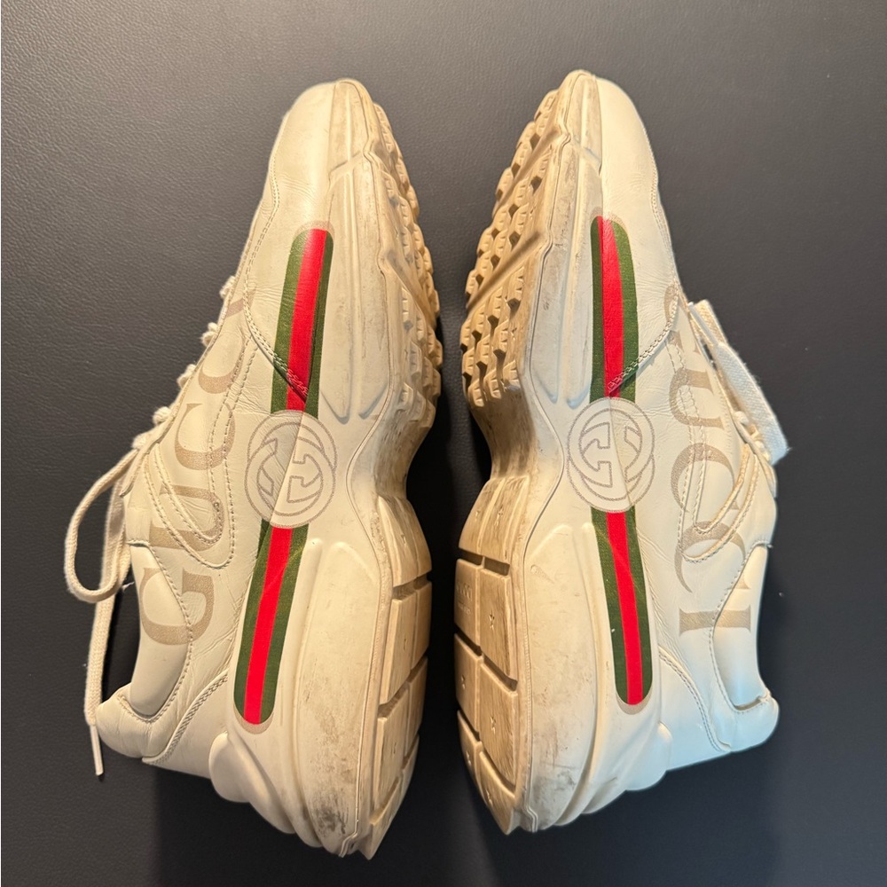 Gucci Cream Sneakers with Red and Green Accents